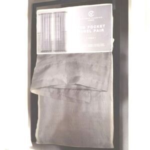 VICTORIA'S CLASSIC HOME ROD POCKET PANEL PAIR *VILLA*  55"X84"ea New SILVER/GRAY